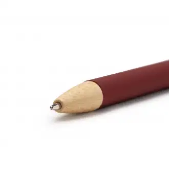 Verso - Metalowy długopis o gumowym wykończeniu z przyciskiem i detalami wykonanymi z bambusa.