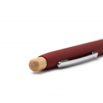 Verso - Metal pen with rubber finish with button and bamboo details.