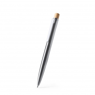 Kent - A ballpoint pen with a recycled stainless steel body and a bamboo button.