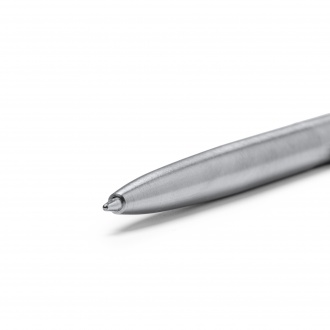 Kent - A ballpoint pen with a recycled stainless steel body and a bamboo button.