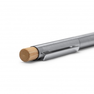Kent - A ballpoint pen with a recycled stainless steel body and a bamboo button.