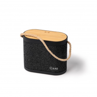 Bianki - Bluetooth speaker with wireless charger, with bamboo and polyester RPET case