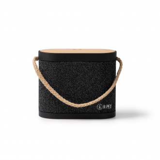Bianki - Bluetooth speaker with wireless charger, with bamboo and polyester RPET case