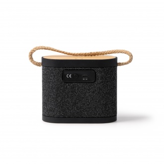 Bianki - Bluetooth speaker with wireless charger, with bamboo and polyester RPET case
