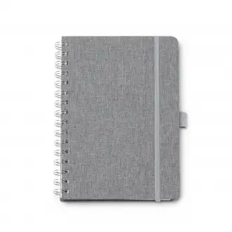 Garin - A5 notebook with hard cover made of recycled RPET polyester fabric and double spiral binding. 