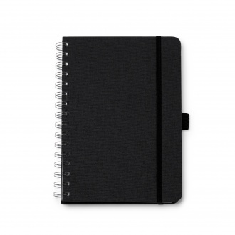 Garin - A5 notebook with hard cover made of recycled RPET polyester fabric and double spiral binding. 