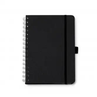Garin - A5 notebook with hard cover made of recycled RPET polyester fabric and double spiral binding. 