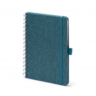 Garin - A5 notebook with hard cover made of recycled RPET polyester fabric and double spiral binding. 