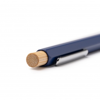 Salom - Hexagonal pen with metal body and bamboo button