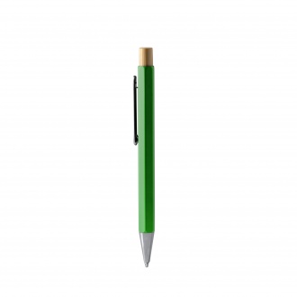Salom - Hexagonal pen with metal body and bamboo button