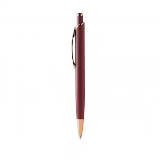 Perla - Pen with matte metal construction and copper finish details. Jumbo refill with blue ink.