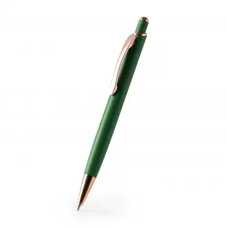 Perla - Pen with matte metal construction and copper finish details. Jumbo refill with blue ink.