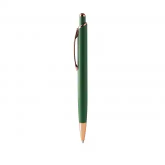Perla - Pen with matte metal construction and copper finish details. Jumbo refill with blue ink.