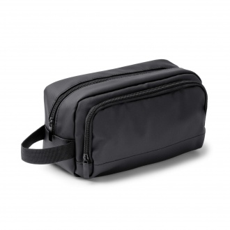 Lomix - PU leather cosmetic bag with double compartment and zipper.