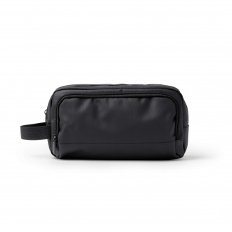 Lomix - PU leather cosmetic bag with double compartment and zipper.