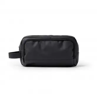 Lomix - PU leather cosmetic bag with double compartment and zipper.