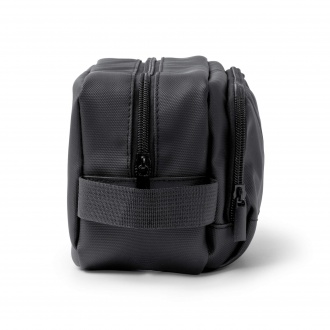 Lomix - PU leather cosmetic bag with double compartment and zipper.
