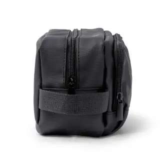 Lomix - PU leather cosmetic bag with double compartment and zipper.