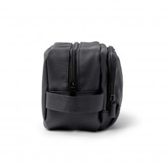 Lomix - PU leather cosmetic bag with double compartment and zipper.