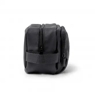 Lomix - PU leather cosmetic bag with double compartment and zipper.