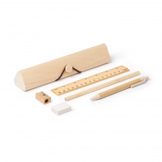 Sakis - Natural wood writing set in a wooden case