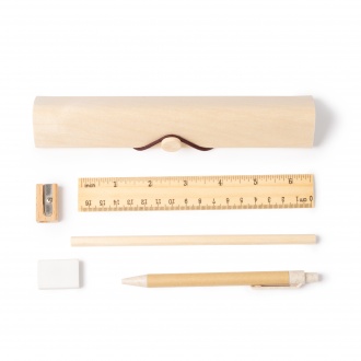 Sakis - Natural wood writing set in a wooden case