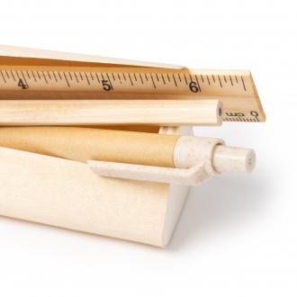 Sakis - Natural wood writing set in a wooden case