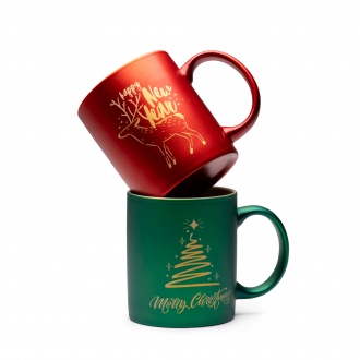 Marty - Ceramic mug, ideal for laser marking. Inner layer with glossy gold finish, 350ml.