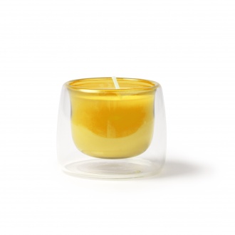 Flora - Aromatic vanilla-scented candle in a two-layer glass container.