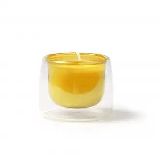 Flora - Aromatic vanilla-scented candle in a two-layer glass container.