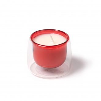 Flora - Aromatic vanilla-scented candle in a two-layer glass container.