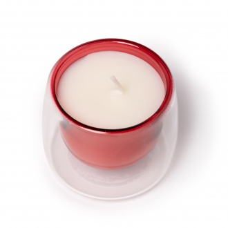 Flora - Aromatic vanilla-scented candle in a two-layer glass container.