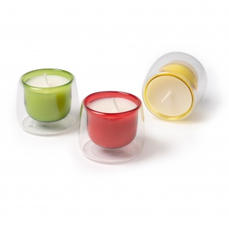 Flora - Aromatic vanilla-scented candle in a two-layer glass container.