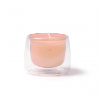 Flora - Aromatic vanilla-scented candle in a two-layer glass container.