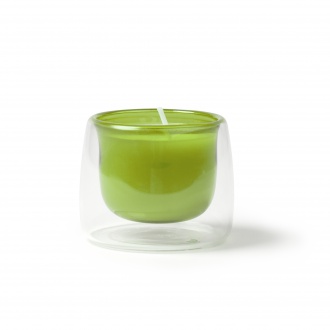 Flora - Aromatic vanilla-scented candle in a two-layer glass container.