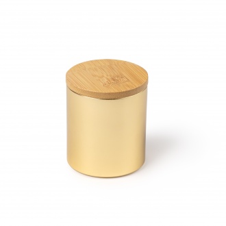 Maris - Aromatic candle with an aluminum bowl with a metallic finish and a bamboo lid. Vanilla aroma.