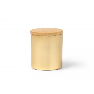 Maris - Aromatic candle with an aluminum bowl with a metallic finish and a bamboo lid. Vanilla aroma.