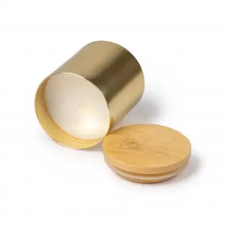 Maris - Aromatyczna świeca z aluminiową miską o metalicznym wykończeniu i bambusową pokrywką. Aromat wanilii.