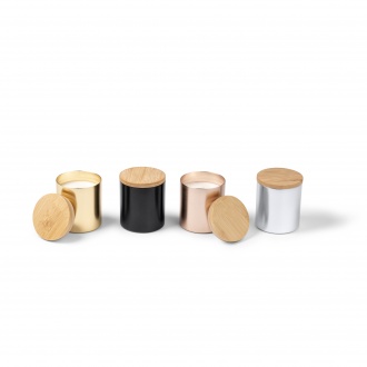 Maris - Aromatic candle with an aluminum bowl with a metallic finish and a bamboo lid. Vanilla aroma.