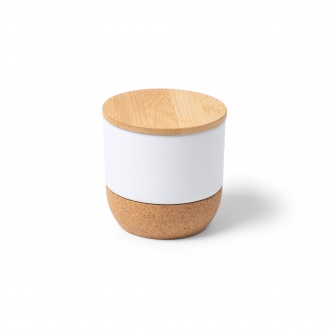 Silken - Aromatic candle with ceramic bowl, cork base and bamboo lid. Vegetable wax with vanilla aroma.