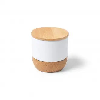 Silken - Aromatic candle with ceramic bowl, cork base and bamboo lid. Vegetable wax with vanilla aroma.