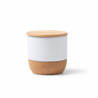 Silken - Aromatic candle with ceramic bowl, cork base and bamboo lid. Vegetable wax with vanilla aroma.