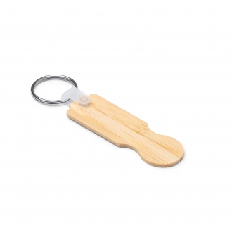 Nokel - Bamboo key ring with coin for shopping trolley