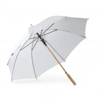 Varme - Wiatroszczelny parasol wykonany z pongee 190t RPET oraz z rączką i detalami z bambusa