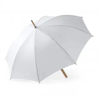 Varme - Wiatroszczelny parasol wykonany z pongee 190t RPET oraz z rączką i detalami z bambusa