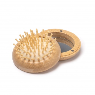 Seldon - Foldable bamboo hair brush with mirror
