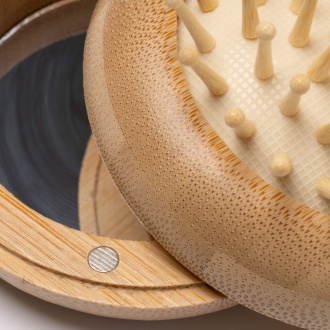 Seldon - Foldable bamboo hair brush with mirror