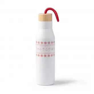 Melow - Bottle made of stainless steel with double walls and bamboo cap, 500ml.