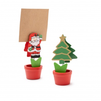 Basov - Christmas pattern ornament with wooden clip.
