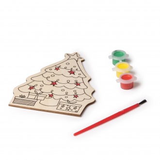 Candel - Christmas coloring set made of wood. Brush and 3 paints included.
